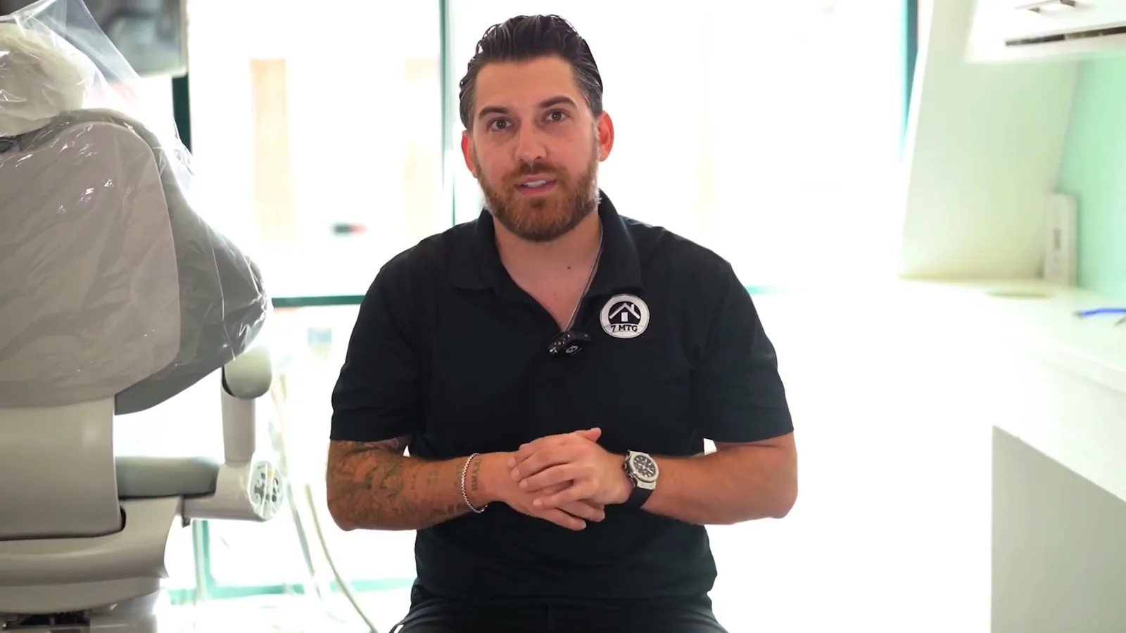 A Bedford Dental Group patient describing his porcelain veneer treatment on camera